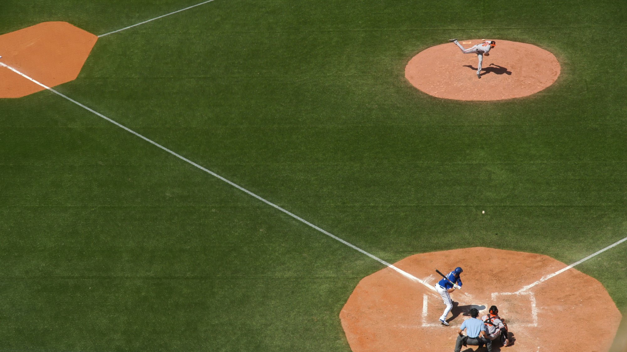 Aerial view of a baseball game